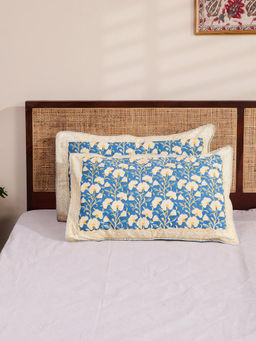 Fabindia - Blue Cabana Cotton Printed Pillow Covers (Pack Of 2)