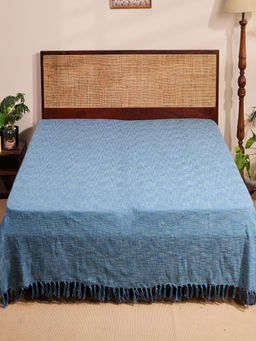Fabindia - Blue Sangam Woven Cotton Bed Cover (Single)