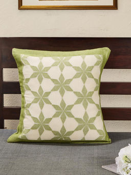 Fabindia - Green Jarul Cutwork Cotton Cushion Cover
