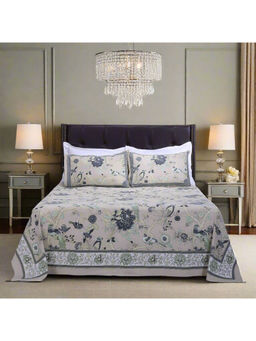 Shahenaz - Rama Paisley Beige Cotton Bedsheet with 2 Pillow Covers (Queen)