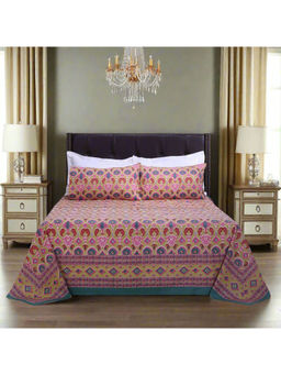 Shahenaz - Mahi Ikat Green Cotton Bedsheet with 2 Pillow Covers (King)