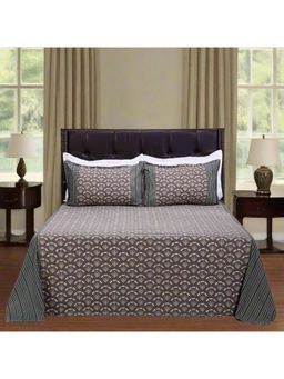 Shahenaz - Poplin Brown Cotton Luxury Bedsheet with 2 Pillow Covers (Queen)