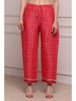 Biba - Womens Red Printed Viscose Shantoon Palazzos