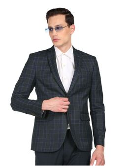Arrow - Men Navy Plaid Check Twill Weave Regular Fit Blazer