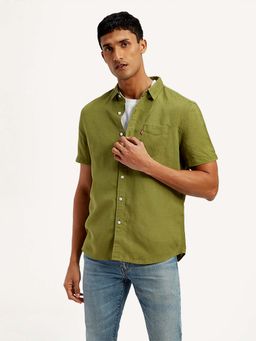 Levi's - Olive Men's Solid Slim Fit Shirt