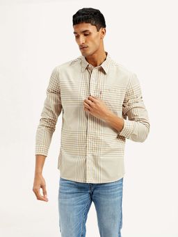 Levi's - Cream Men's Checkered Slim Fit Shirt