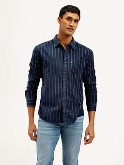 Levi's - Navy Blue Men's Striped Slim Fit Shirt