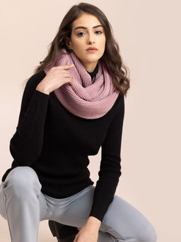 FABLE STREET - Textured Infinite Muffler-Dusty Pink