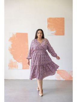 Polago Clothing - Floral Print Polago Plus Midi Dress