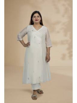 Sunehra Gota - Angrakha Ivory Kurta