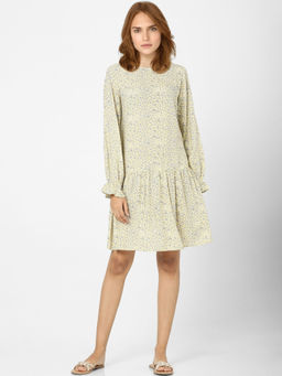 VERO MODA - Women Printed Casual Yellow Dress