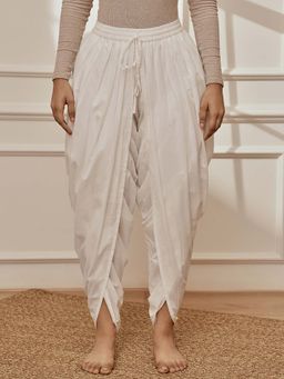 Vastramay - Women White Cambric Cotton Yoga Dhoti
