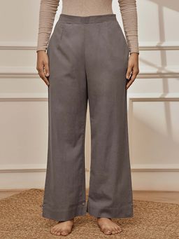 Vastramay - Women Grey Cotton Linen Straight Yoga Pant