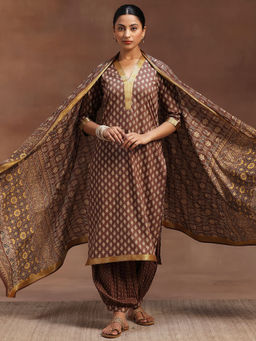 Libas - Brown Pure Cotton Printed Kurta Sets for Women