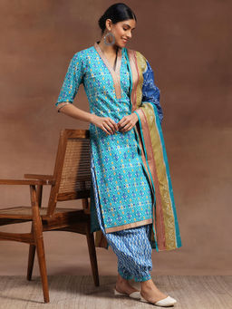 Libas - Blue Pure Cotton Printed Kurta Sets for Women