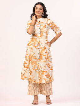 PIROH - Peach Printed Kurta with Palazzo (Set of 2)
