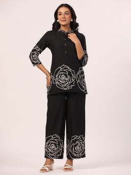 PIROH - Black Printed Top with Pant (Set of 2)
