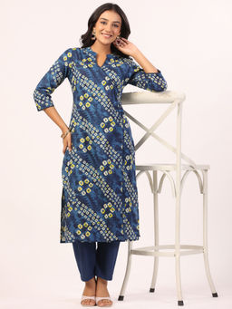 PIROH - Blue Printed Kurta with Pant (Set of 2)