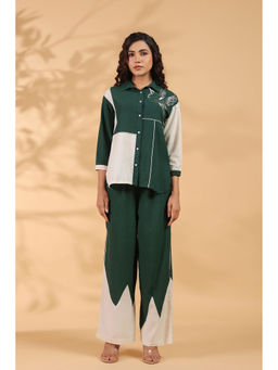 KAFTANIZE - Green Colorblock Shirt with Pant (Set of 2)