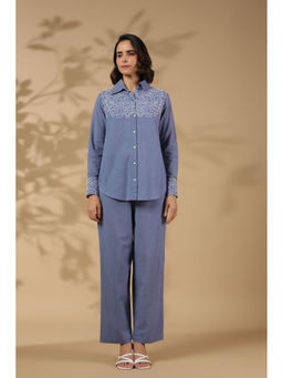 KAFTANIZE - Blue Embroidered Shirt with Pant (Set of 2)