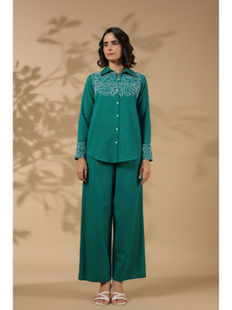 KAFTANIZE - Green Embroidered Shirt with Pant (Set of 2)