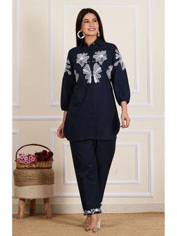 KAFTANIZE - Blue Embroidered Shirt with Pant (Set of 2)