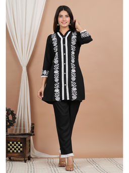 KAFTANIZE - Black Embroidered Shirt with Pant (Set of 2)