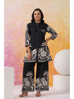 KAFTANIZE - Black Printed Shirt with Palazzo (Set of 2)