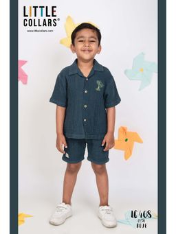 Little Collars - Boys Casual Pure Cotton Woven Waffle Shirt and Shorts