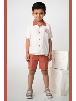 Little Collars - Boys Muslin Cotton Embroidered Shirt and Shorts
