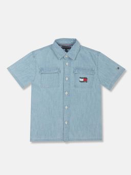 Tommy Hilfiger - Boys Solid Regular Fit Cotton Shirt