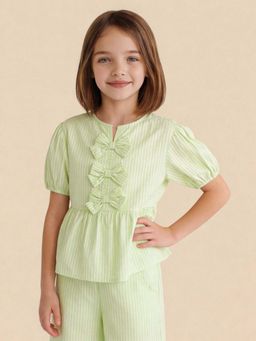 U.S. POLO ASSN. - Girlswear Girls Vertical Striped Bow Top