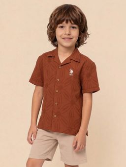 U.S. POLO ASSN. - Kids Boys Self Design Floral Camp Shirt