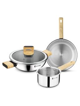Bergner - Tri Oak Triply Stainless Steel Cookware (Set of 3)