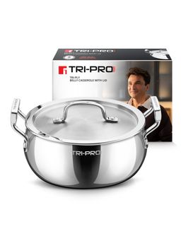 Bergner - Tripro Triply Stainless Steel Belly Shape Casserole with Lid - 18cm (2.3L)