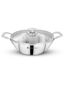Bergner - Essential Plus Stainless Steel Kadai with Glass Lid - 24cm (2.8 L)