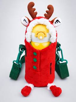 Little Surprise Box - Reindeer Red Plush Cover Stainless Steel Thermos Bottle - 500ml
