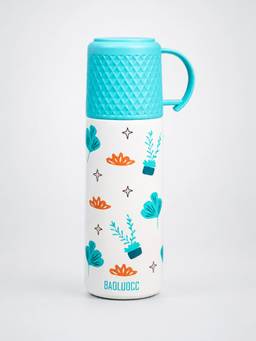 Little Surprise Box - Blue Checks Cup Lid Stainless Steel Thermos Bottle - 350ml