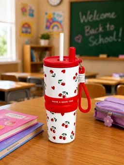 Little Surprise Box - Red Cherry Hearts Good Time Stainless Steel Sipper Bottle - 710ml