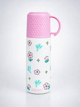 Little Surprise Box - Pink Checks Cup Lid Stainless Steel Thermos Bottle - 350ml