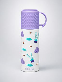 Little Surprise Box - Purple Checks Cup Lid Stainless Steel Thermos Bottle - 350ml