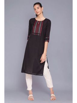 W - Black Solid Kurta