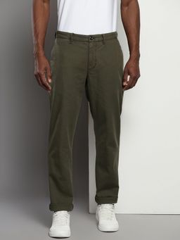 Tommy Hilfiger - Regular Fit Solid Mid Rise Chinos Trouser - Olive