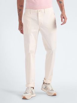 Tommy Hilfiger - Regular Fit Solid Mid Rise Trouser - Cream