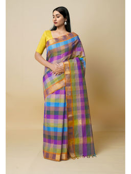 Unnati Silks - Multi Pure Mercerized Superfine Gadwal Cotton Saree without Blouse