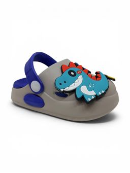 Lil Lollipop - Kids Dinosaur Applique Anti Slip Perforated Sling back Clogs - Grey