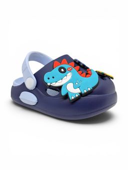 Lil Lollipop - Kids Dinosaur Applique Anti Slip Perforated Sling back Clogs - Navy Blue