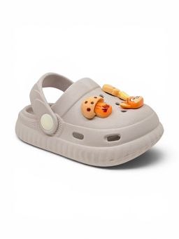 Lil Lollipop - Kids Mushroom and Rabbit Applique Anti Slip Perforated Sling back Clogs - Grey