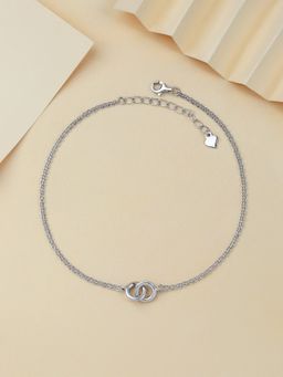 Ornate Jewels - 925 Silver Entwined Circle Anklet for Women and Girls (One Size)