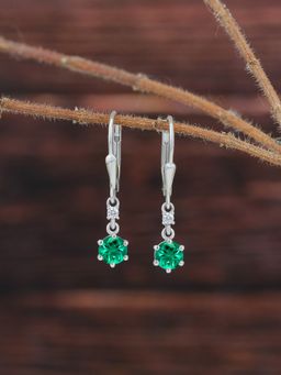 Ornate Jewels - 925 Silver Round Green Emerald Dangle Earring For Women & Girls